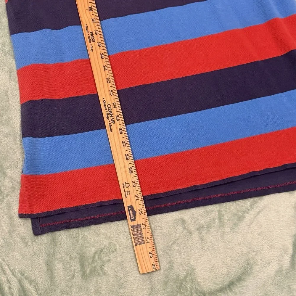 Vintage 90s Polo Ralph Lauren Mens XL Made in USA Red Blue Striped Polo Shirt